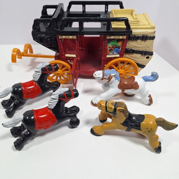 Great Adventures Wild West Western Stagecoach Cowboys Horses Fisher Price - Picture 12 of 16